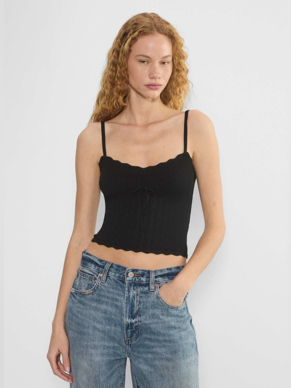 Aritzia Wilfred Black Soloist Top in Wonder Yarn Dainty Tank size XXS EUC - Picture 3 of 14
